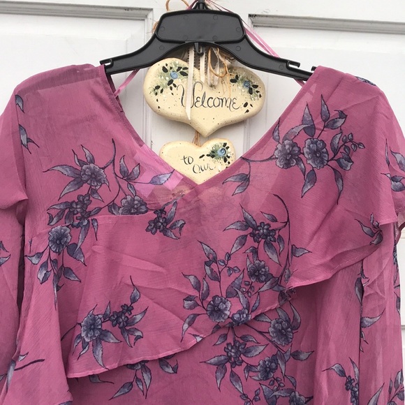 NWT Motherhood Maternity Sheer Ruffle Blouse M - Picture 6 of 8